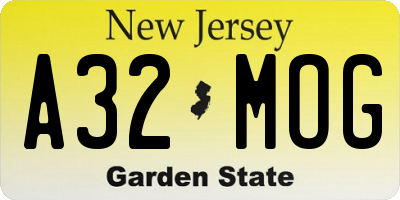 NJ license plate A32MOG