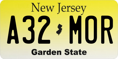 NJ license plate A32MOR