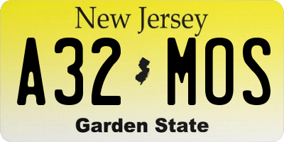 NJ license plate A32MOS