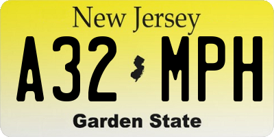 NJ license plate A32MPH