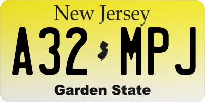 NJ license plate A32MPJ