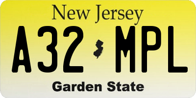 NJ license plate A32MPL
