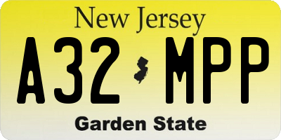 NJ license plate A32MPP