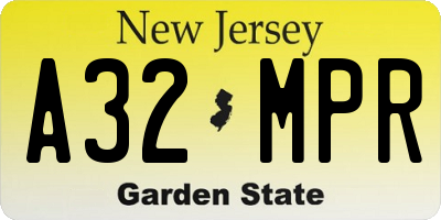 NJ license plate A32MPR