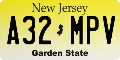 NJ license plate A32MPV