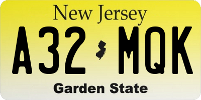 NJ license plate A32MQK