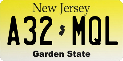 NJ license plate A32MQL