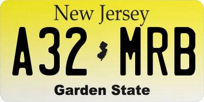 NJ license plate A32MRB