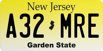 NJ license plate A32MRE