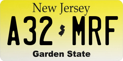 NJ license plate A32MRF