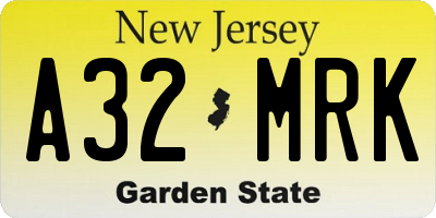 NJ license plate A32MRK