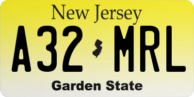 NJ license plate A32MRL