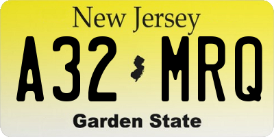 NJ license plate A32MRQ