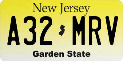 NJ license plate A32MRV