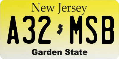 NJ license plate A32MSB