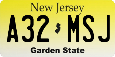 NJ license plate A32MSJ