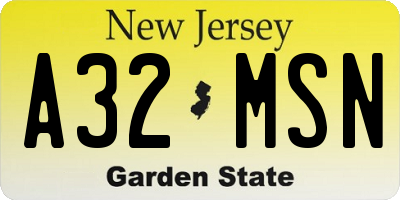 NJ license plate A32MSN