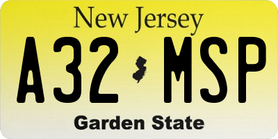 NJ license plate A32MSP
