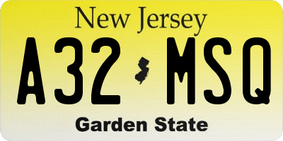 NJ license plate A32MSQ