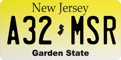 NJ license plate A32MSR