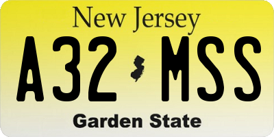 NJ license plate A32MSS