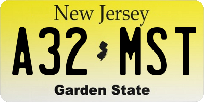 NJ license plate A32MST