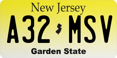 NJ license plate A32MSV