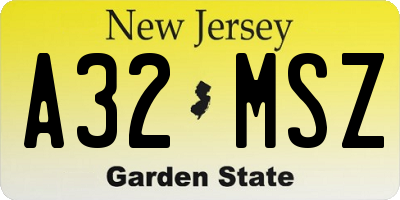 NJ license plate A32MSZ