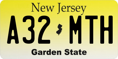 NJ license plate A32MTH