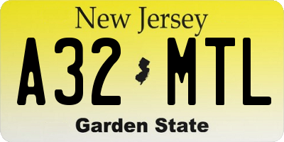 NJ license plate A32MTL