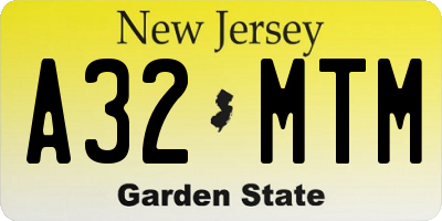NJ license plate A32MTM