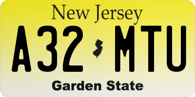 NJ license plate A32MTU