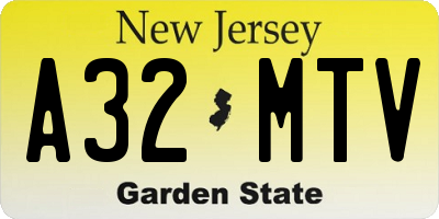 NJ license plate A32MTV