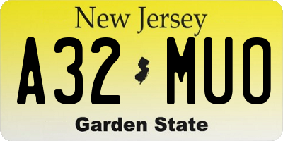 NJ license plate A32MUO