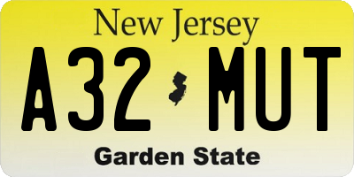 NJ license plate A32MUT