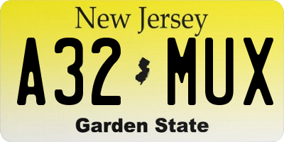 NJ license plate A32MUX