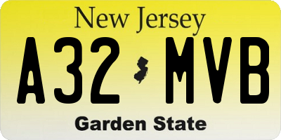 NJ license plate A32MVB