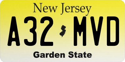 NJ license plate A32MVD