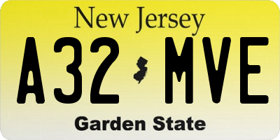 NJ license plate A32MVE