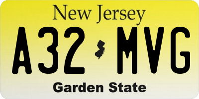 NJ license plate A32MVG