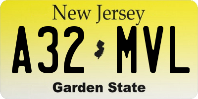 NJ license plate A32MVL
