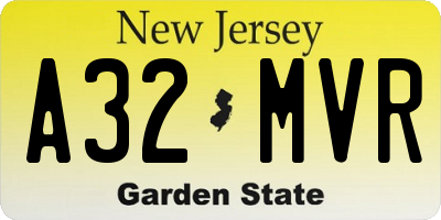 NJ license plate A32MVR