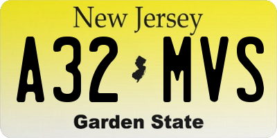 NJ license plate A32MVS