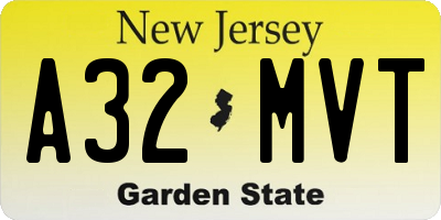 NJ license plate A32MVT
