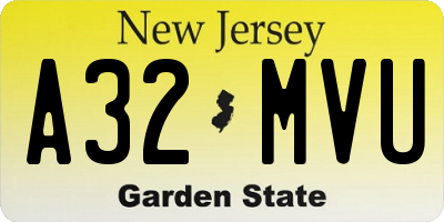 NJ license plate A32MVU