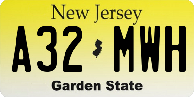 NJ license plate A32MWH