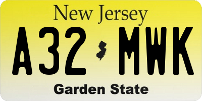 NJ license plate A32MWK