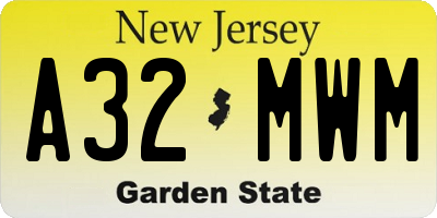 NJ license plate A32MWM