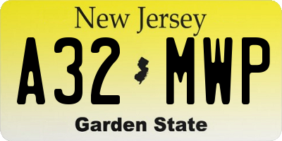 NJ license plate A32MWP