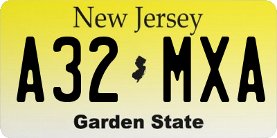 NJ license plate A32MXA
